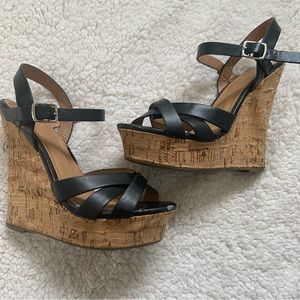 Black strappy wedges size 5.5.